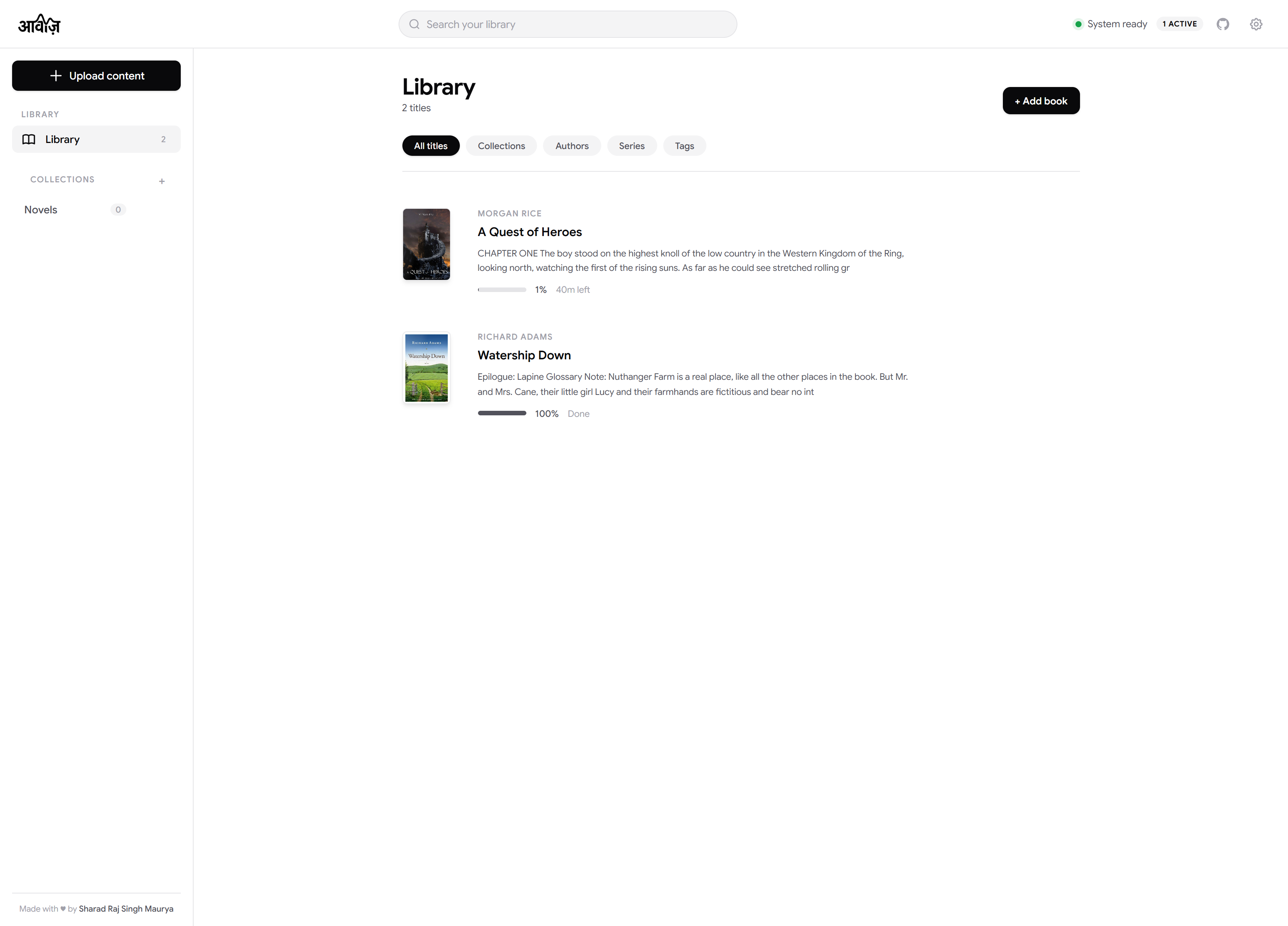 Awaaz library with job progress